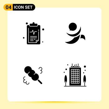 Set of 4 Vector Solid Glyphs on Grid for care duster result crypto building Editable Vector Design Elements