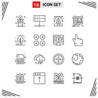 16 iconos estilo de línea basados en cuadrícula símbolos de esquema creativos para el diseño de sitios web signos de icono de línea simple aislados en fondo blanco 16 conjunto de iconos fondo de vector de icono negro creativo