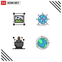 4 Filledline Flat Color concept for Websites Mobile and Apps design web graphics global spa Editable Vector Design Elements