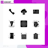 Set of 9 Commercial Solid Glyphs pack for mechanic ui license interface browser Editable Vector Design Elements