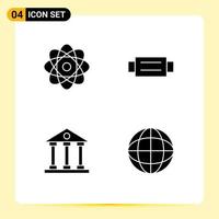 Set of 4 Commercial Solid Glyphs pack for atom finance accessories man school Editable Vector Design Elements