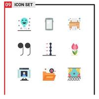 9 User Interface Flat Color Pack of modern Signs and Symbols of floral transmission device car quotes Editable Vector Design Elements