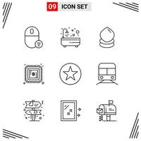 9 Icons Line Style Grid Based Creative Outline Symbols for Website Design Simple Line Icon Signs Isolated on White Background 9 Icon Set Creative Black Icon vector background