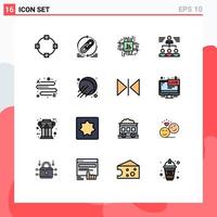 Modern Set of 16 Flat Color Filled Lines and symbols such as distance user fintech industry teamwork businessman Editable Creative Vector Design Elements