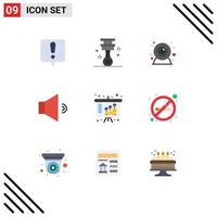 Set of 9 Commercial Flat Colors pack for cigarette income web cam growth volume Editable Vector Design Elements