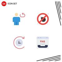 Stock Vector Icon Pack of 4 Line Signs and Symbols for avatar time machine loop no communication Editable Vector Design Elements