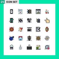 paquete de 25 modernos signos y símbolos de colores planos de línea rellena para medios de impresión web, como elementos de diseño de vectores editables web de comunicación de interfaz médica