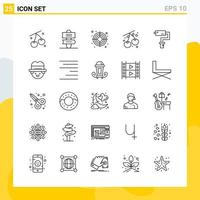 Collection of 25 Universal Line Icons Icon Set for Web and Mobile Creative Black Icon vector background