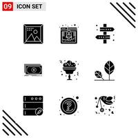 Pixle Perfect Set of 9 Solid Icons Glyph Icon Set for Webite Designing and Mobile Applications Interface Creative Black Icon vector background