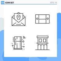 Modern 4 Line style icons Outline Symbols for general use Creative Line Icon Sign Isolated on White Background 4 Icons Pack Creative Black Icon vector background