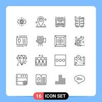 16 Thematic Vector Outlines and Editable Symbols of kid gift card placeholder table draw Editable Vector Design Elements