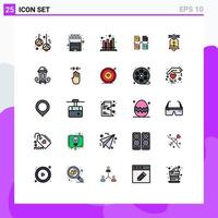 Pack of 25 Modern Filled line Flat Colors Signs and Symbols for Web Print Media such as data file intelligence exchange market Editable Vector Design Elements
