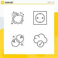 Collection of 4 Universal Line Icons Icon Set for Web and Mobile Creative Black Icon vector background