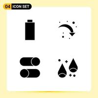 Set of 4 Modern UI Icons Symbols Signs for battery loading refresh down settings Editable Vector Design Elements
