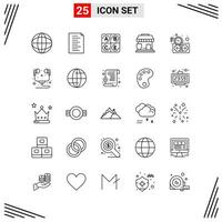 25 Icons Line Style Grid Based Creative Outline Symbols for Website Design Simple Line Icon Signs Isolated on White Background 25 Icon Set Creative Black Icon vector background