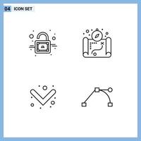 4 Creative Icons Modern Signs and Symbols of lock anchor map arrow point Editable Vector Design Elements
