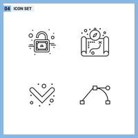 4 Creative Icons Modern Signs and Symbols of lock anchor map arrow point Editable Vector Design Elements