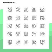 conjunto de iconos de línea de día de san valentín conjunto de 25 iconos diseño de estilo minimalista vectorial conjunto de iconos negros paquete de pictogramas lineales vector
