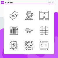 conjunto de 9 iconos en estilo de línea símbolos de contorno creativo para el diseño de sitios web y aplicaciones móviles signo de icono de línea simple aislado sobre fondo blanco 9 iconos creativo fondo de vector de icono negro