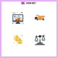 4 User Interface Flat Icon Pack of modern Signs and Symbols of grow dish poll trailer grain Editable Vector Design Elements