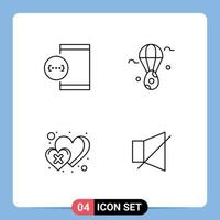 Modern Set of 4 Filledline Flat Colors Pictograph of app dislike development ear love Editable Vector Design Elements