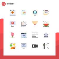 Flat Color Pack of 16 Universal Symbols of computer shop chart safe mirror Editable Pack of Creative Vector Design Elements