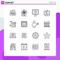 paquete de iconos de vector de stock de 16 signos y símbolos de línea para elementos de diseño de vector editables de ciencia de marketing de tableta promoción web