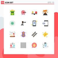 Pack of 16 Modern Flat Colors Signs and Symbols for Web Print Media such as earnings revenue apple pollution energy Editable Pack of Creative Vector Design Elements