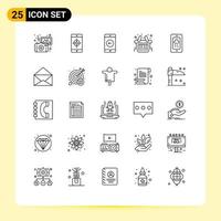 conjunto de 25 iconos modernos de la interfaz de usuario signos de símbolos para elementos de diseño vectorial editables de la cesta de la bolsa de la aplicación de la tienda de tiza vector