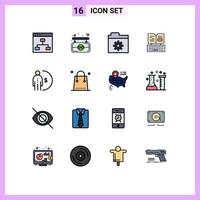 Universal Icon Symbols Group of 16 Modern Flat Color Filled Lines of income business control facebook keyboard Editable Creative Vector Design Elements