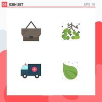 Pack of 4 Modern Flat Icons Signs and Symbols for Web Print Media such as bag medical berries fruit van Editable Vector Design Elements
