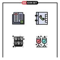 Pictogram Set of 4 Simple Filledline Flat Colors of book locker learning phone school Editable Vector Design Elements