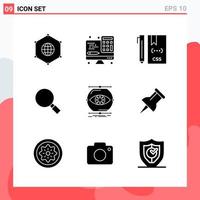 Collection of 9 Vector Icons in solid style Modern Glyph Symbols for Web and Mobile Solid Icon Sign Isolated on White Background 9 Icons Creative Black Icon vector background