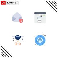 Set of 4 Commercial Flat Icons pack for gdpr direct metal laser sintering security marketing at Editable Vector Design Elements