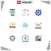 Modern Set of 9 Flat Colors and symbols such as night forecast hammer sale tag commerce Editable Vector Design Elements