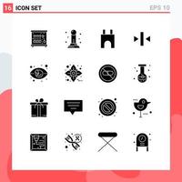 Group of 16 Solid Glyphs Signs and Symbols for market chart castle tower media pause Editable Vector Design Elements