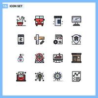 Universal Icon Symbols Group of 16 Modern Flat Color Filled Lines of bluetooth imac vehicles device computer Editable Creative Vector Design Elements