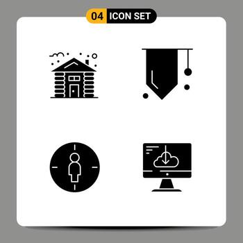 4 Solid Glyph concept for Websites Mobile and Apps forest male tree study target Editable Vector Design Elements