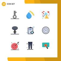 9 User Interface Flat Color Pack of modern Signs and Symbols of stool furniture wound bar love Editable Vector Design Elements