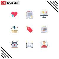 Flat Color Pack of 9 Universal Symbols of product growth market paper grow science Editable Vector Design Elements