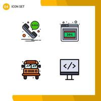 Pictogram Set of 4 Simple Filledline Flat Colors of message computer browser bus development Editable Vector Design Elements