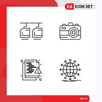 4 Thematic Vector Filledline Flat Colors and Editable Symbols of cable network vehicles summer security Editable Vector Design Elements