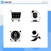 Modern 4 solid style icons Glyph Symbols for general use Creative Solid Icon Sign Isolated on White Background 4 Icons Pack Creative Black Icon vector background