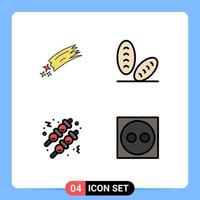 4 iconos creativos signos y símbolos modernos de asteroides alimentos espacio pan cordón elementos de diseño vectorial editables vector