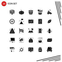 Pictogram Set of 25 Simple Solid Glyphs of vehicle car cart auto globe Editable Vector Design Elements