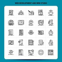 OutLine 25 Web Development And Web Studio Icon set Vector Line Style Design Black Icons Set Linear pictogram pack Web and Mobile Business ideas design Vector Illustration