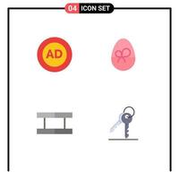 Flat Icon Pack of 4 Universal Symbols of ad field advertising gift tennis Editable Vector Design Elements