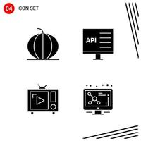 Collection of 4 Vector Icons in solid style Pixle Perfect Glyph Symbols for Web and Mobile Solid Icon Signs on White Background 4 Icons Creative Black Icon vector background