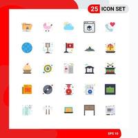 Set of 25 Vector Flat Colors on Grid for school learning stroller internet weather Editable Vector Design Elements