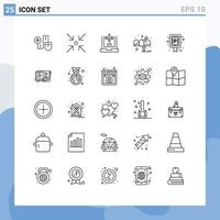 Set of 25 Modern UI Icons Symbols Signs for car mail coding letter planning Editable Vector Design Elements